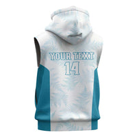 Custom New Zealand Silver Fern Football Sleeveless Zip Hoodie Come On All White - Polynesian Pride