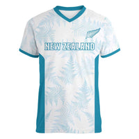 Custom New Zealand Silver Fern Football Women V-Neck T-Shirt Come On All White