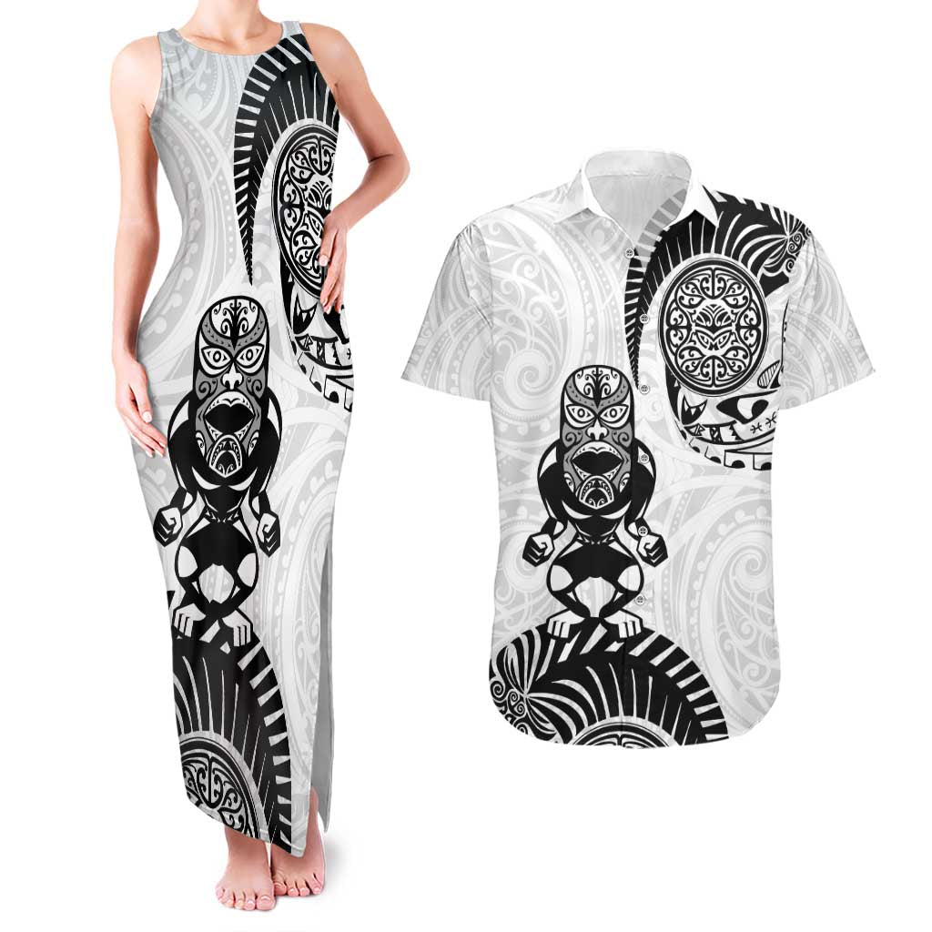 Custom Aotearoa Football Couples Matching Tank Maxi Dress and Hawaiian Shirt NZ Maori Tiki Go Champions
