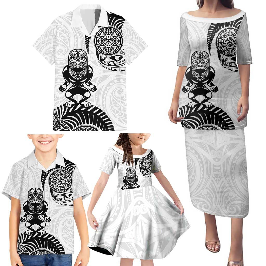 Custom Aotearoa Football Family Matching Puletasi and Hawaiian Shirt NZ Maori Tiki Go Champions