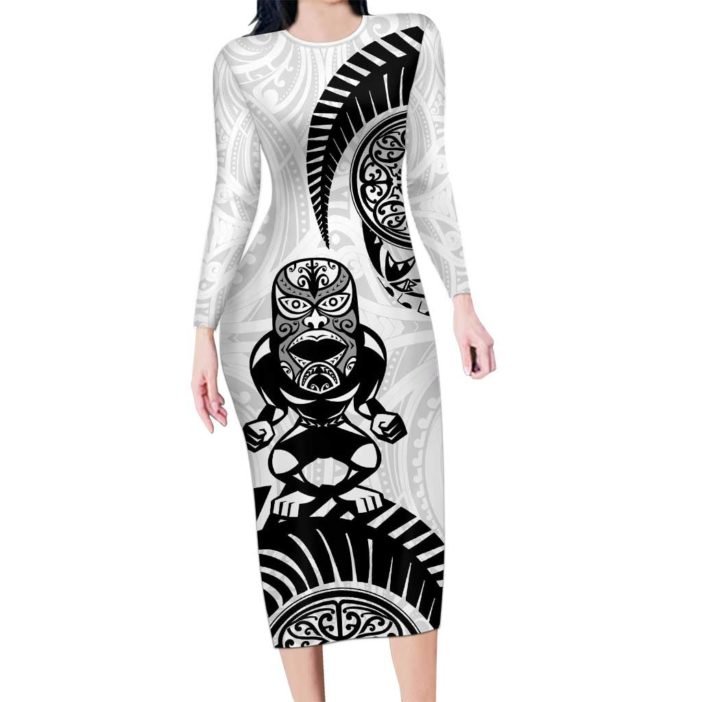 Custom Aotearoa Football Long Sleeve Bodycon Dress NZ Maori Tiki Go Champions