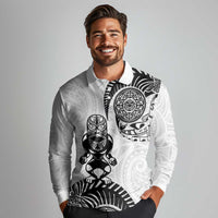 Custom Aotearoa Football Long Sleeve Polo Shirt NZ Maori Tiki Go Champions