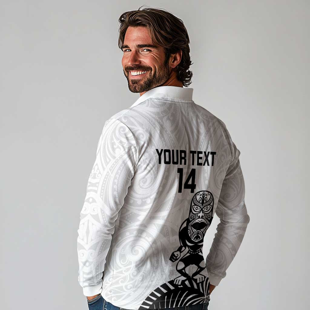 Custom Aotearoa Football Long Sleeve Polo Shirt NZ Maori Tiki Go Champions