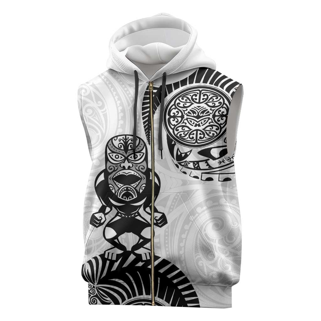 Custom Aotearoa Football Sleeveless Zip Hoodie NZ Maori Tiki Go Champions - Polynesian Pride