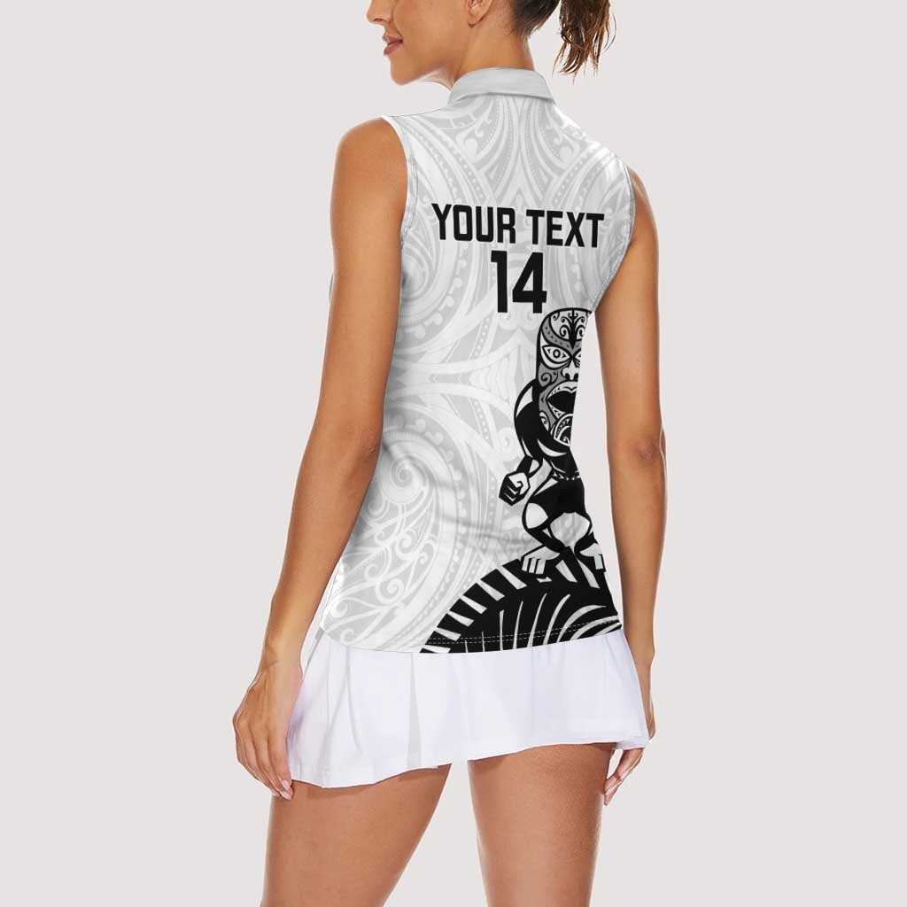 Custom Aotearoa Football Women Sleeveless Polo Shirt NZ Maori Tiki Go Champions