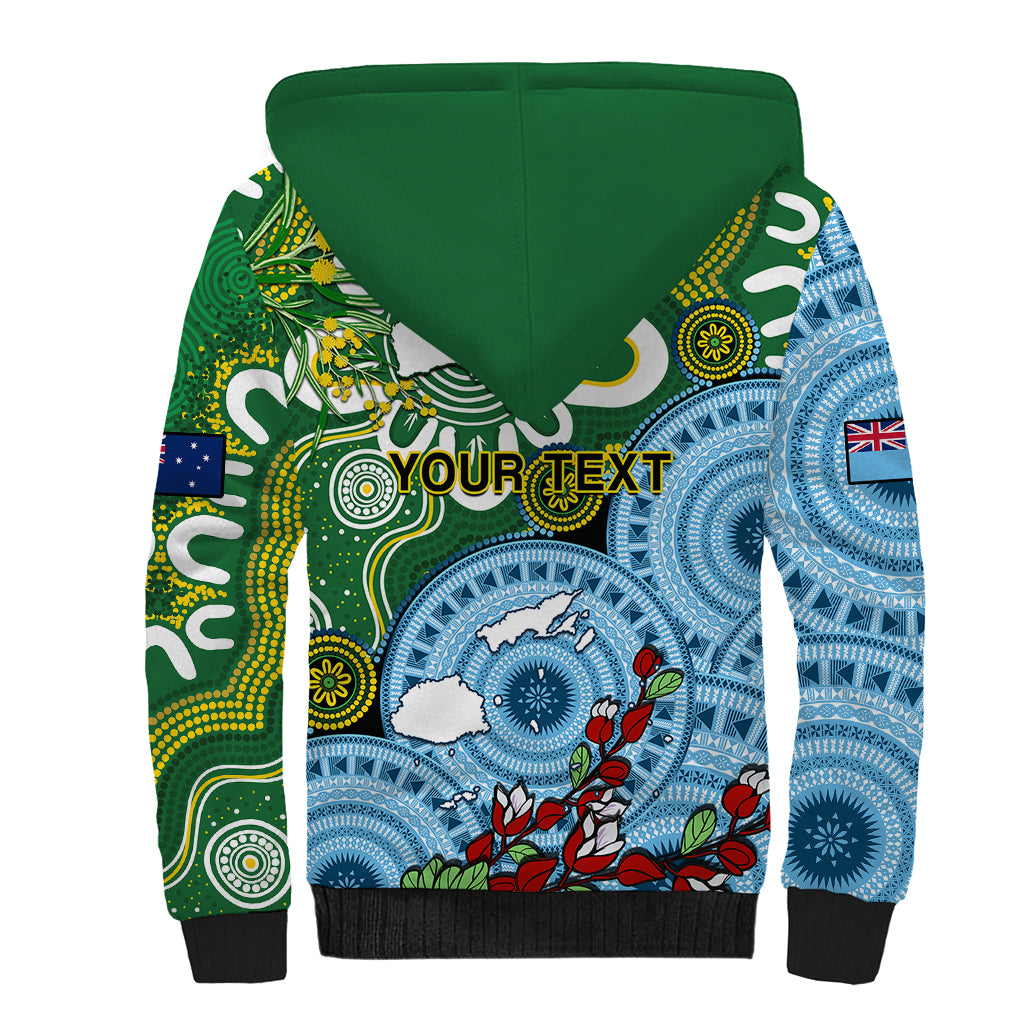 Personalised Australia And Fiji Sherpa Hoodie Aboriginal Mix Fijian Tapa Unique Style LT14 - Polynesian Pride
