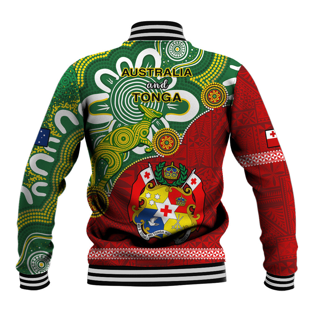 Australia And Tonga Baseball Jacket Aboriginal Mix Tongan Ngatu Unique Style LT14 - Polynesian Pride