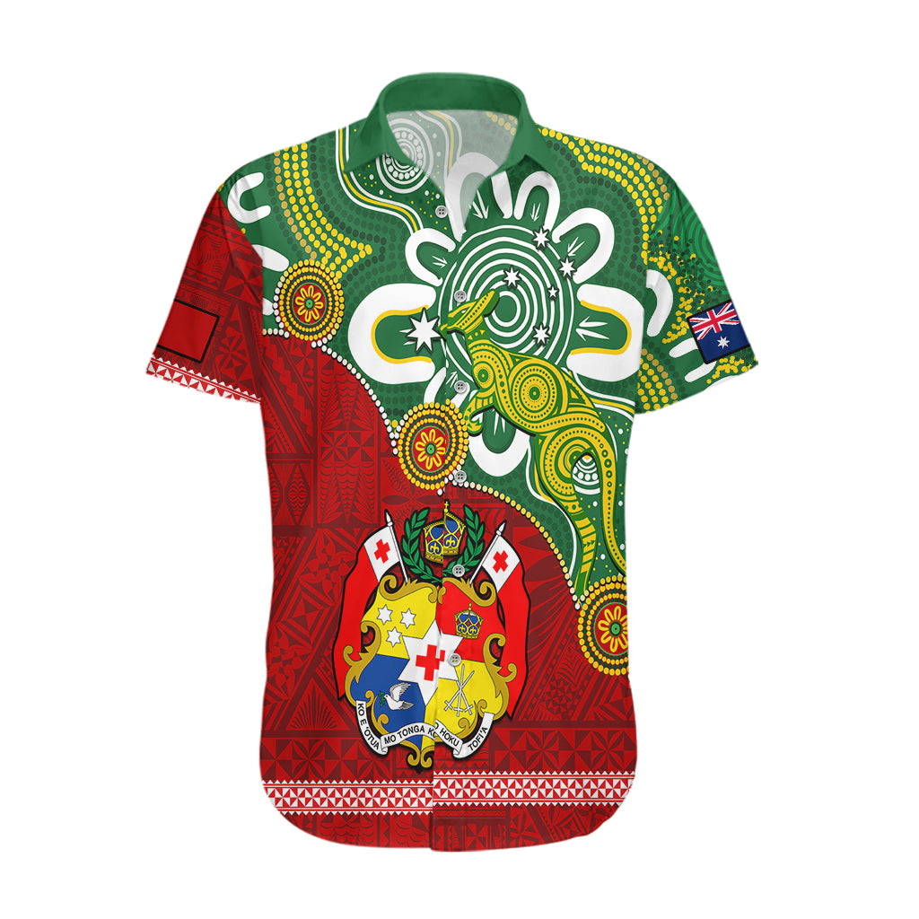 Australia And Tonga Hawaiian Shirt Aboriginal Mix Tongan Ngatu Unique Style LT14 Green - Polynesian Pride