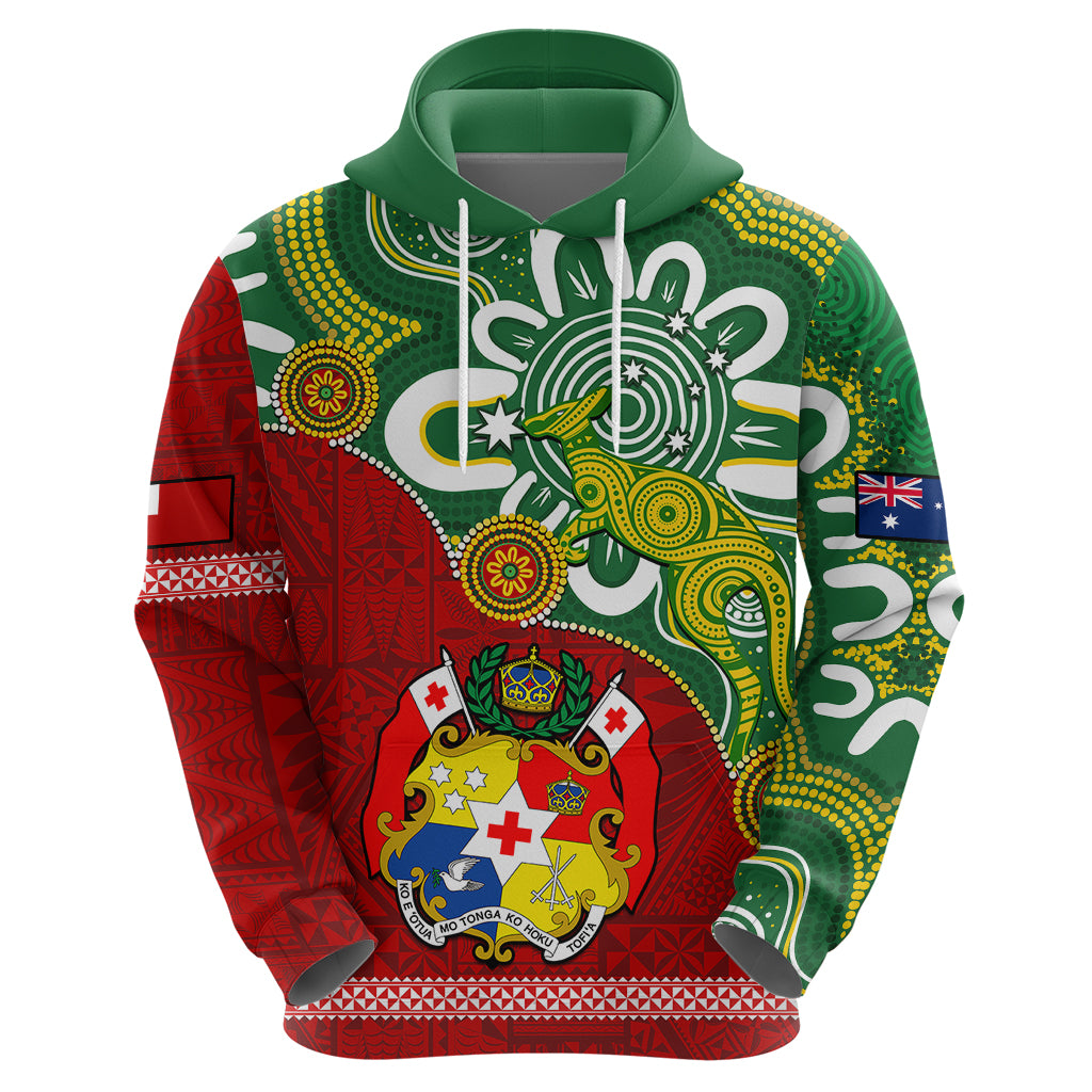 Australia and Tonga Hoodie Aboriginal Mix Tongan Ngatu Unique Style LT14 - Polynesian Pride