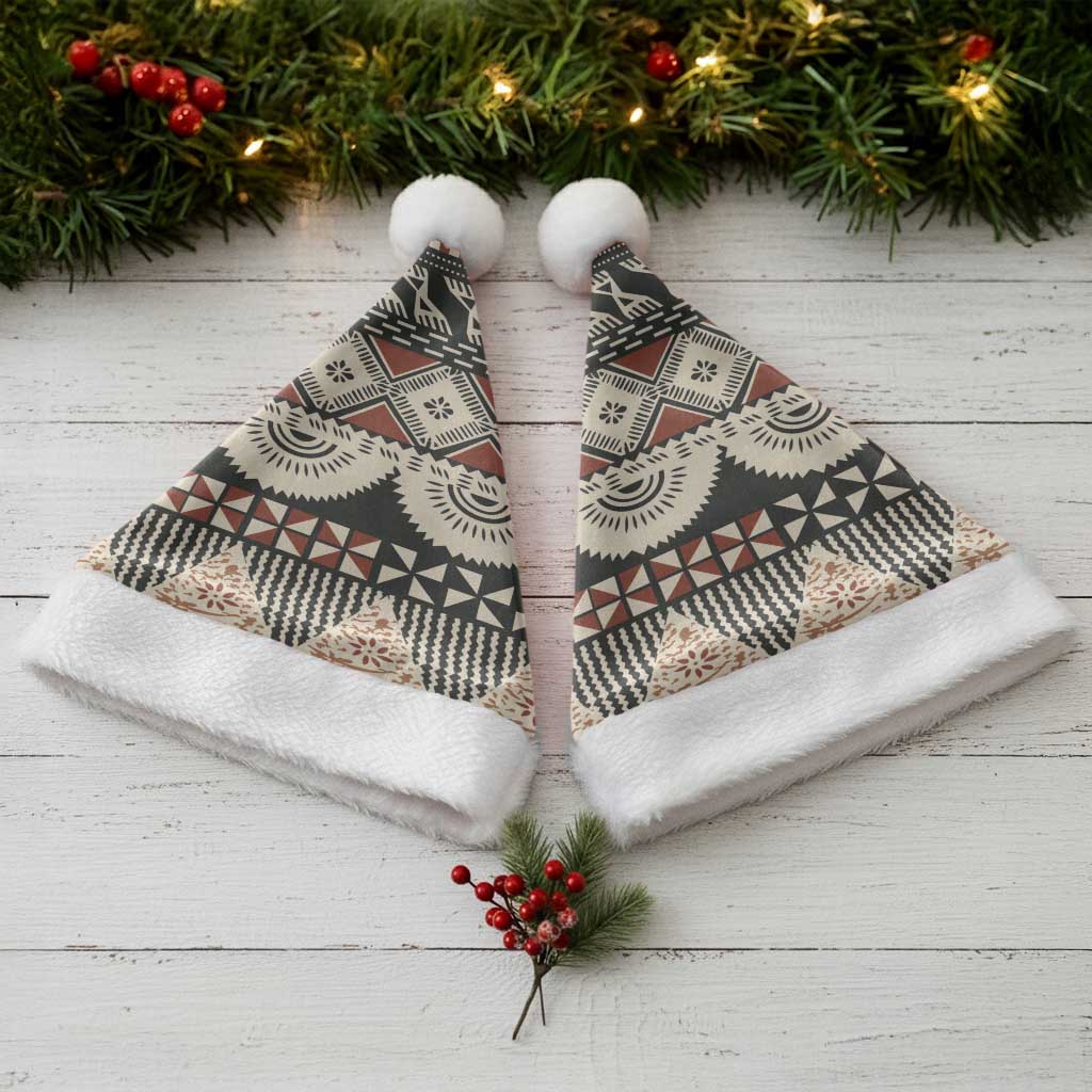 Vintage Bula Fiji Masi Christmas Santa Hat Fijian Tapa Cloth - Polynesian Pride