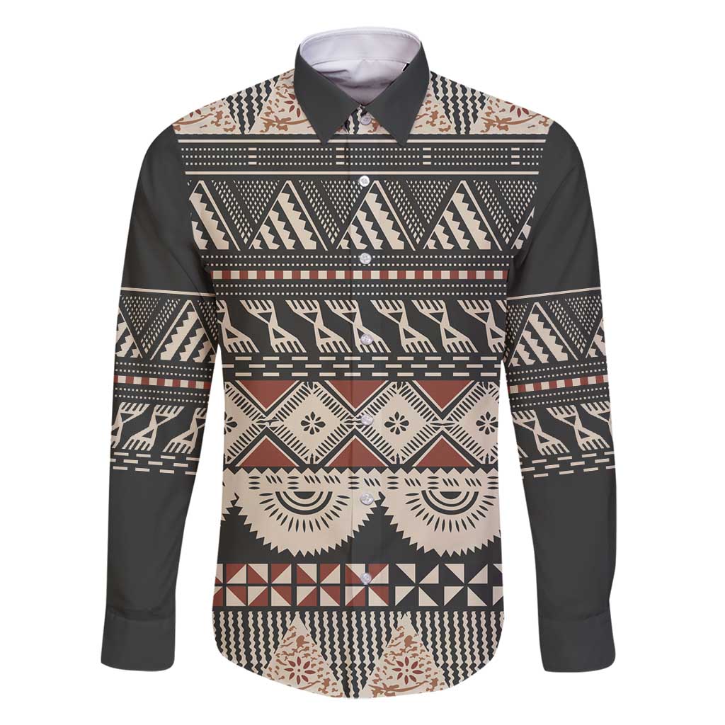 Vintage Bula Fiji Masi Family Matching Off Shoulder Maxi Dress and Hawaiian Shirt Fijian Tapa Cloth - Polynesian Pride