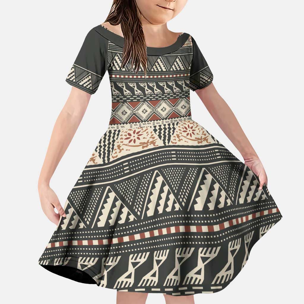 Vintage Bula Fiji Masi Family Matching Puletasi and Hawaiian Shirt Fijian Tapa Cloth - Polynesian Pride