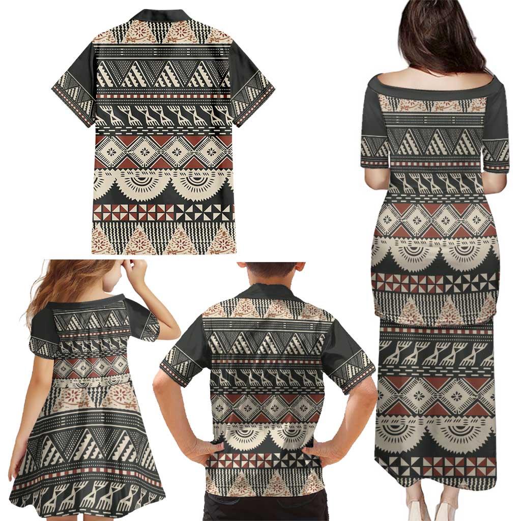 Vintage Bula Fiji Masi Family Matching Puletasi and Hawaiian Shirt Fijian Tapa Cloth - Polynesian Pride