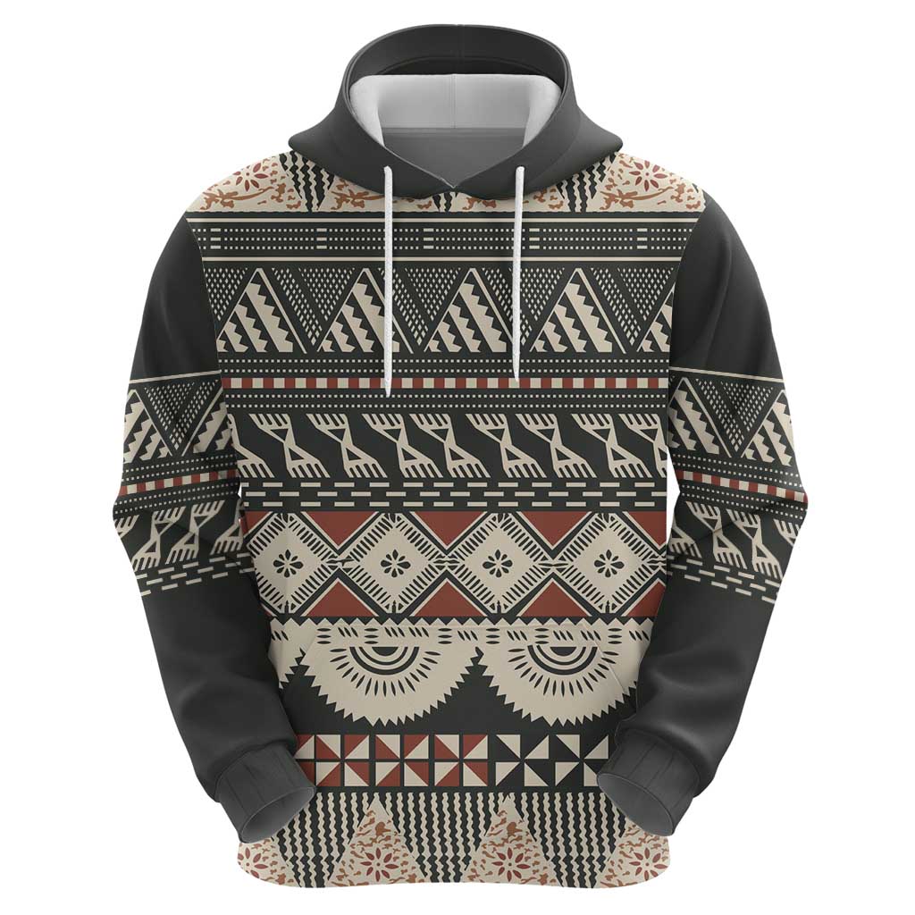 Vintage Bula Fiji Masi Hoodie Fijian Tapa Cloth - Polynesian Pride
