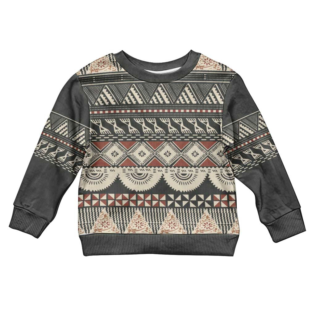 Vintage Bula Fiji Masi Kid Ugly Christmas Sweater Fijian Tapa Cloth - Polynesian Pride