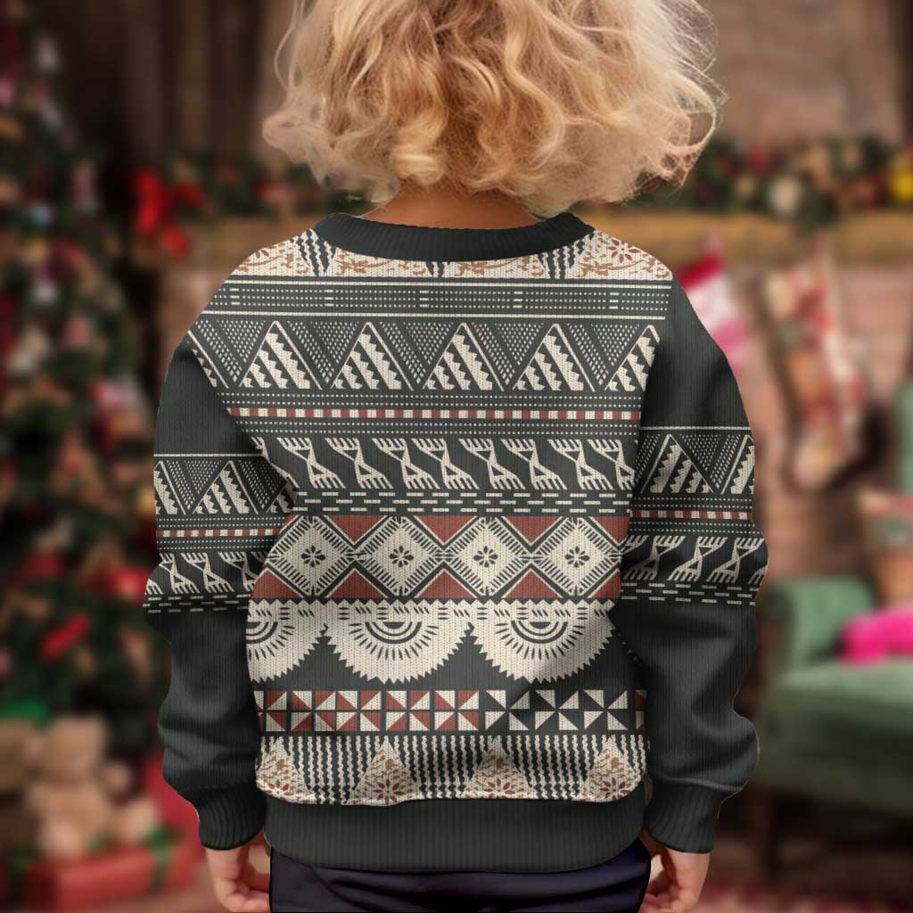 Vintage Bula Fiji Masi Kid Ugly Christmas Sweater Fijian Tapa Cloth - Polynesian Pride