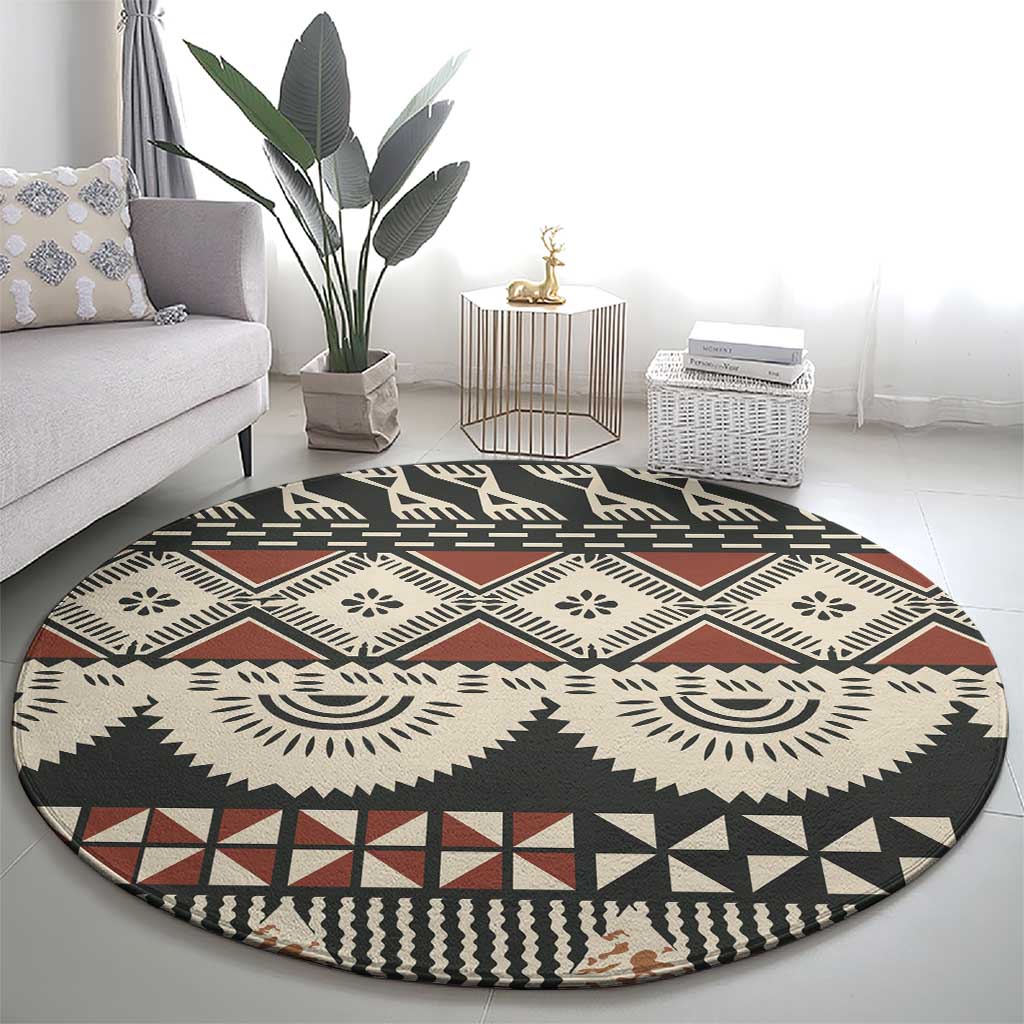 Vintage Bula Fiji Masi Round Carpet Fijian Tapa Cloth - Polynesian Pride