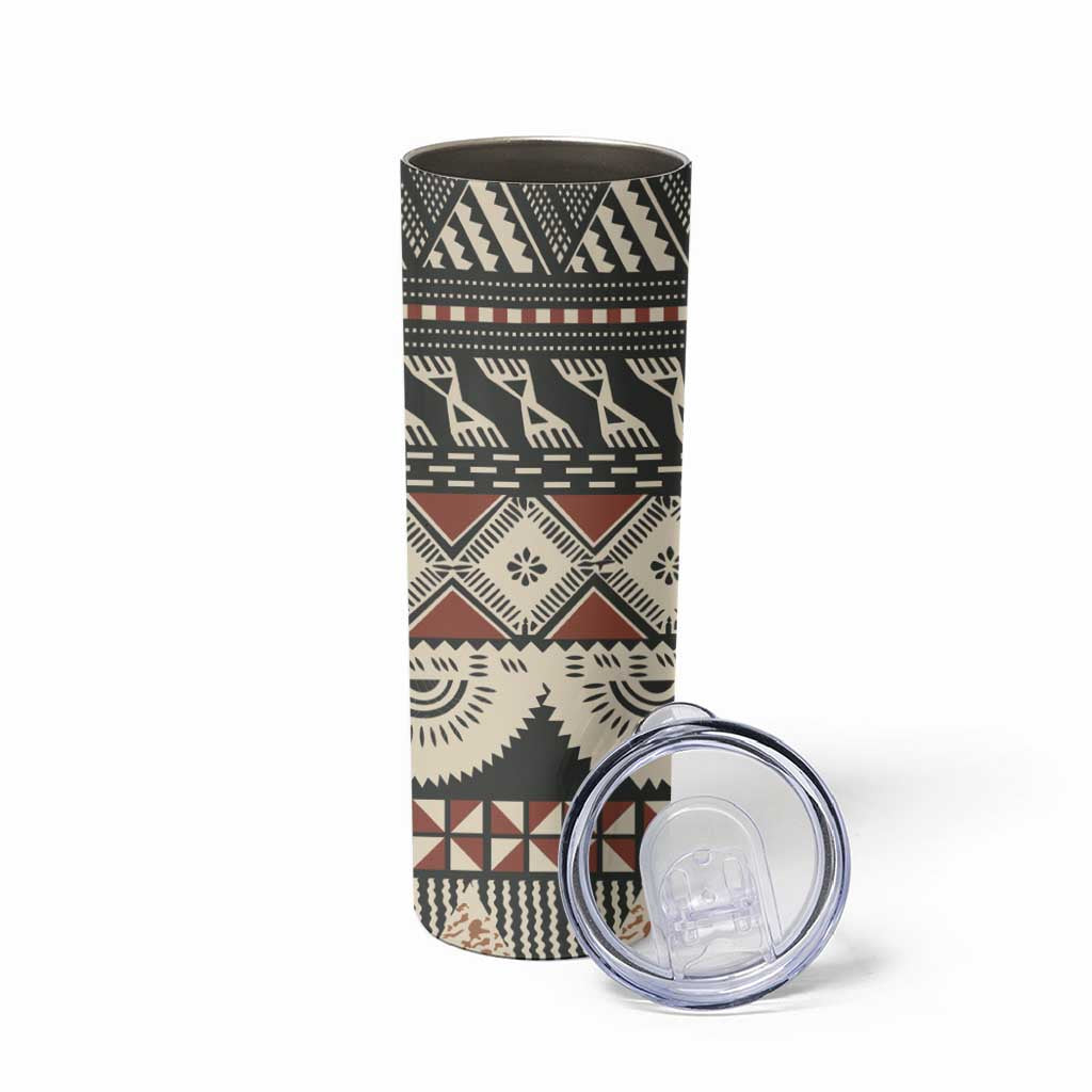 Vintage Bula Fiji Masi Skinny Tumbler Fijian Tapa Cloth - Polynesian Pride