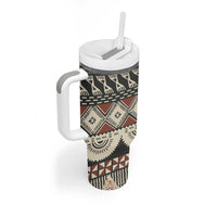 Vintage Bula Fiji Masi Tumbler With Handle Fijian Tapa Cloth - Polynesian Pride