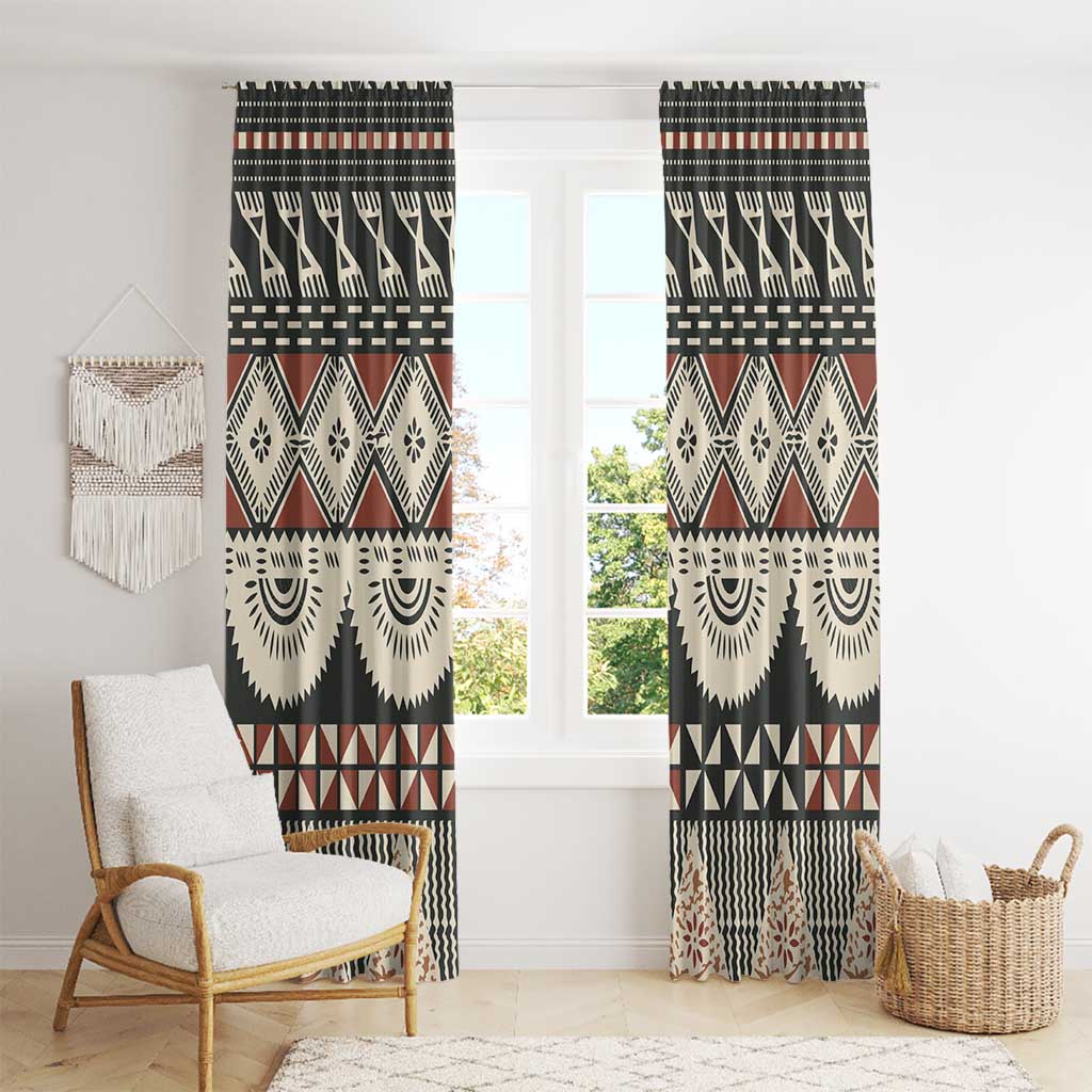 Vintage Bula Fiji Masi Window Curtain Fijian Tapa Cloth - Polynesian Pride