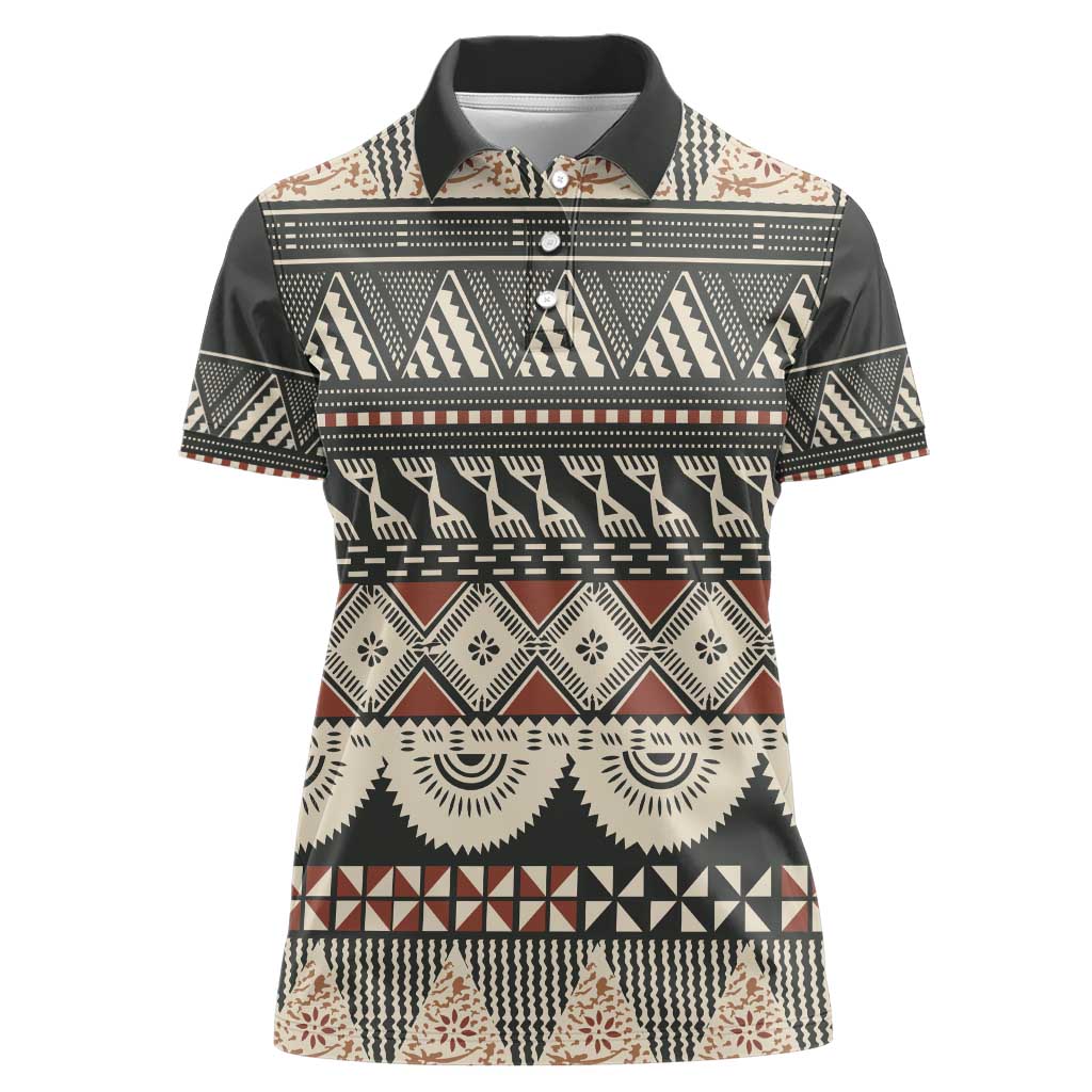 Vintage Bula Fiji Masi Women Polo Shirt Fijian Tapa Cloth - Polynesian Pride