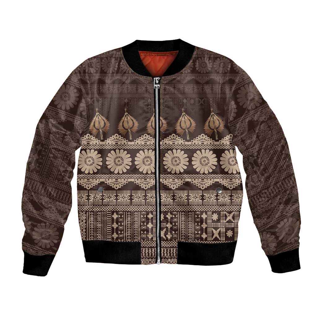 Bula Fiji Iri ni Meke Bomber Jacket Kuvui Fijian Masi - Polynesian Pride