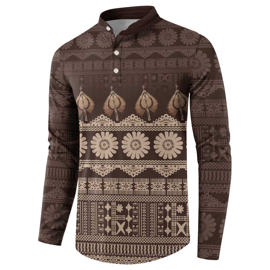 Bula Fiji Iri ni Meke Button Sweatshirt Kuvui Fijian Masi LT14 - Polynesian Pride