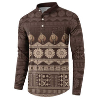 Bula Fiji Iri ni Meke Button Sweatshirt Kuvui Fijian Masi LT14 - Polynesian Pride
