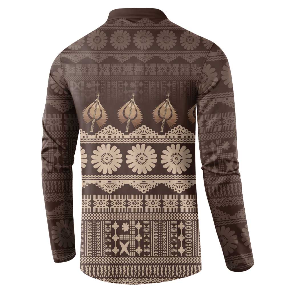 Bula Fiji Iri ni Meke Button Sweatshirt Kuvui Fijian Masi LT14 - Polynesian Pride
