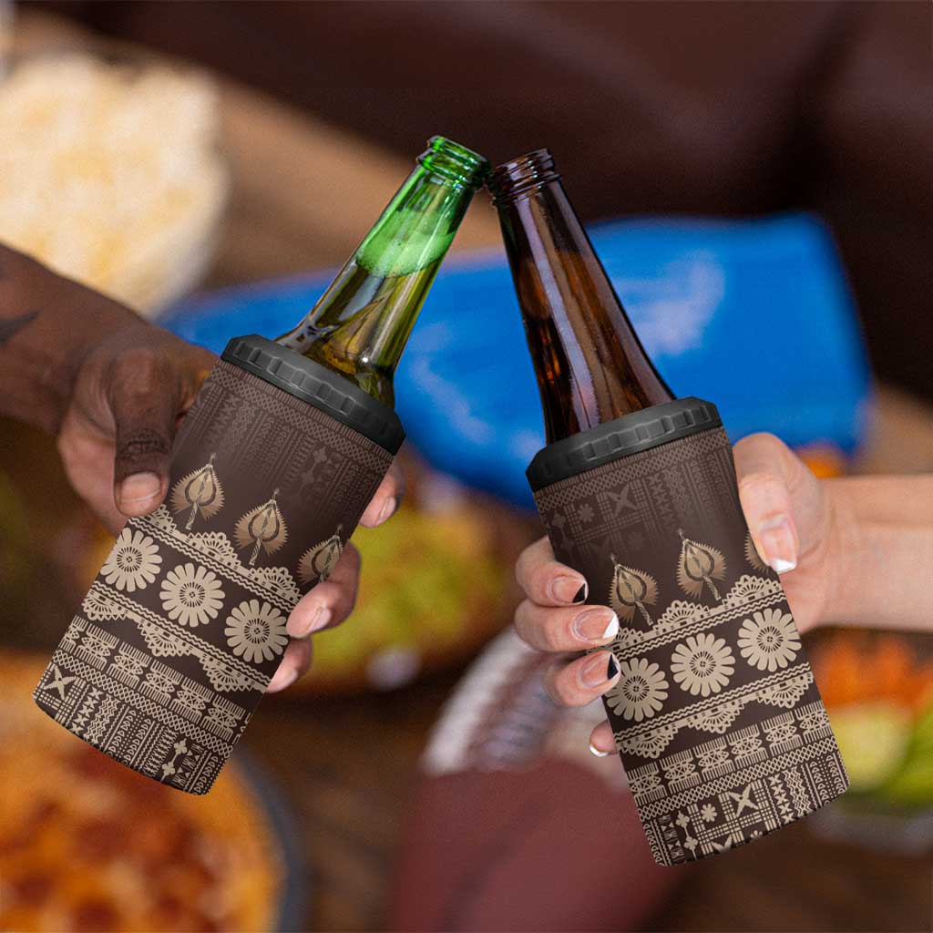 Bula Fiji Iri ni Meke 4 in 1 Can Cooler Tumbler Kuvui Fijian Masi - Polynesian Pride