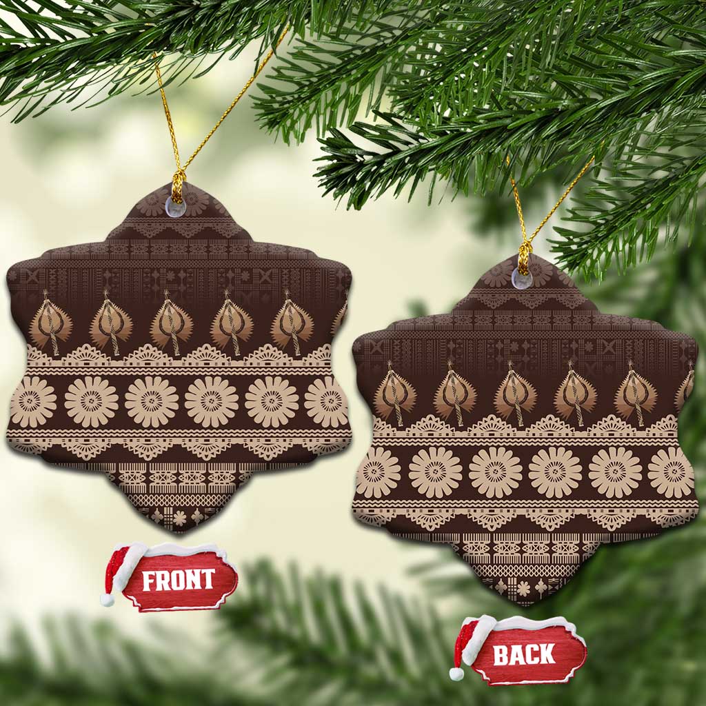 Bula Fiji Iri ni Meke Ceramic Ornament Kuvui Fijian Masi - Polynesian Pride