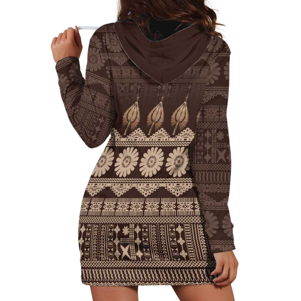 Bula Fiji Iri ni Meke Hoodie Dress Kuvui Fijian Masi - Polynesian Pride