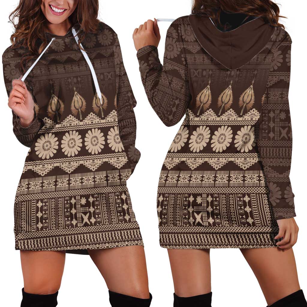 Bula Fiji Iri ni Meke Hoodie Dress Kuvui Fijian Masi - Polynesian Pride