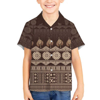 Bula Fiji Iri ni Meke Kid Hawaiian Shirt Kuvui Fijian Masi - Polynesian Pride