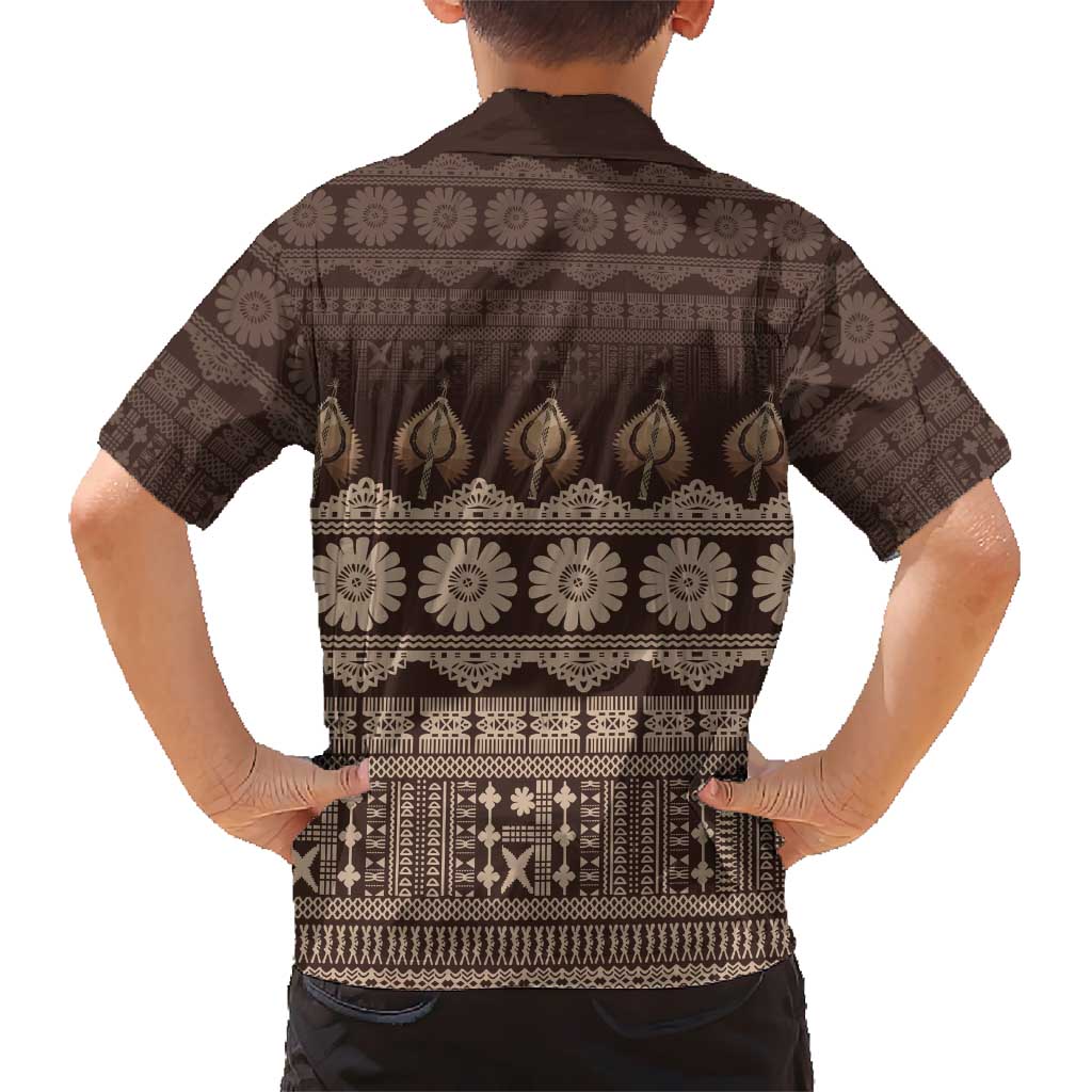Bula Fiji Iri ni Meke Kid Hawaiian Shirt Kuvui Fijian Masi - Polynesian Pride