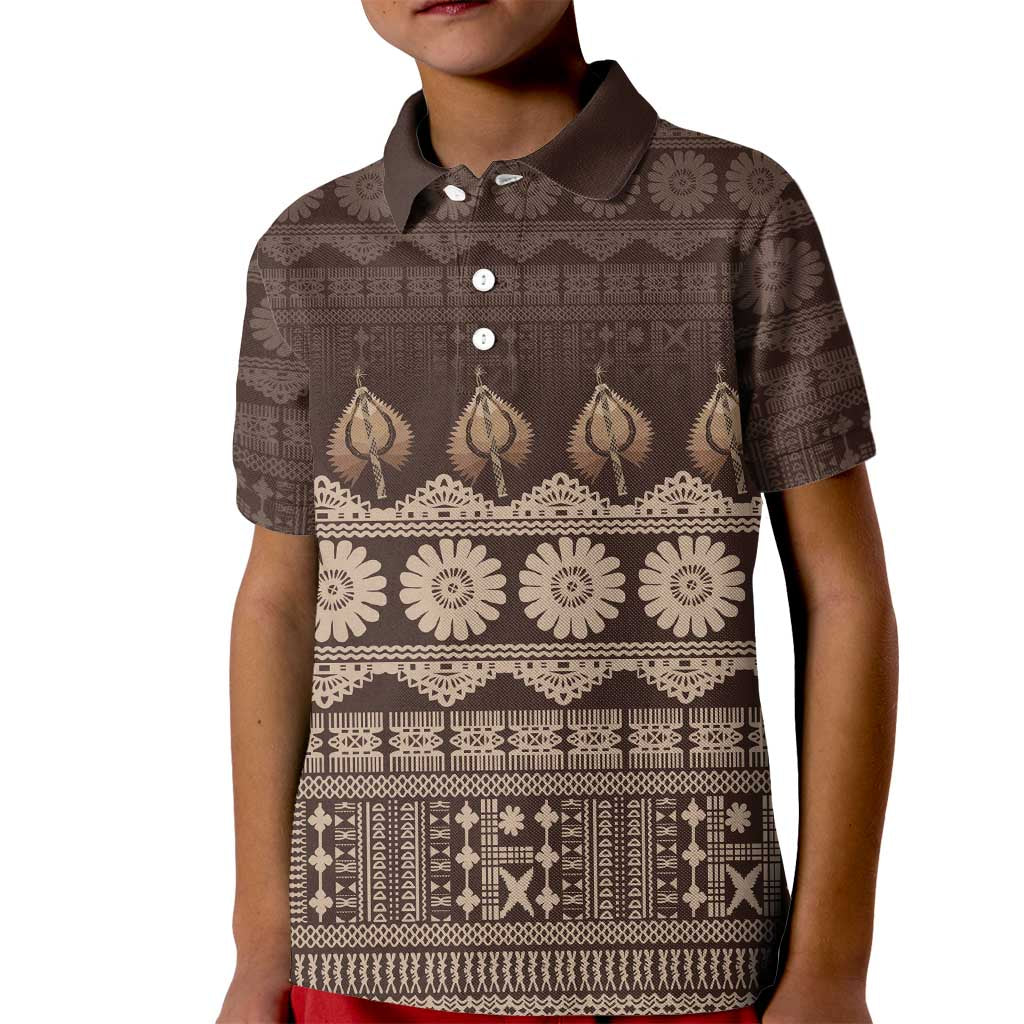 Bula Fiji Iri ni Meke Kid Polo Shirt Kuvui Fijian Masi - Polynesian Pride