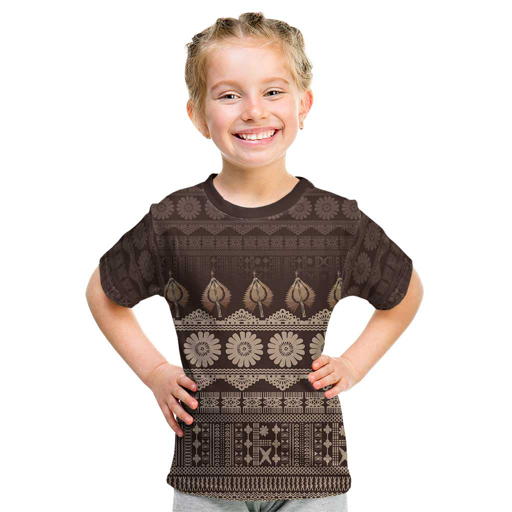 Bula Fiji Iri ni Meke Kid T Shirt Kuvui Fijian Masi - Polynesian Pride