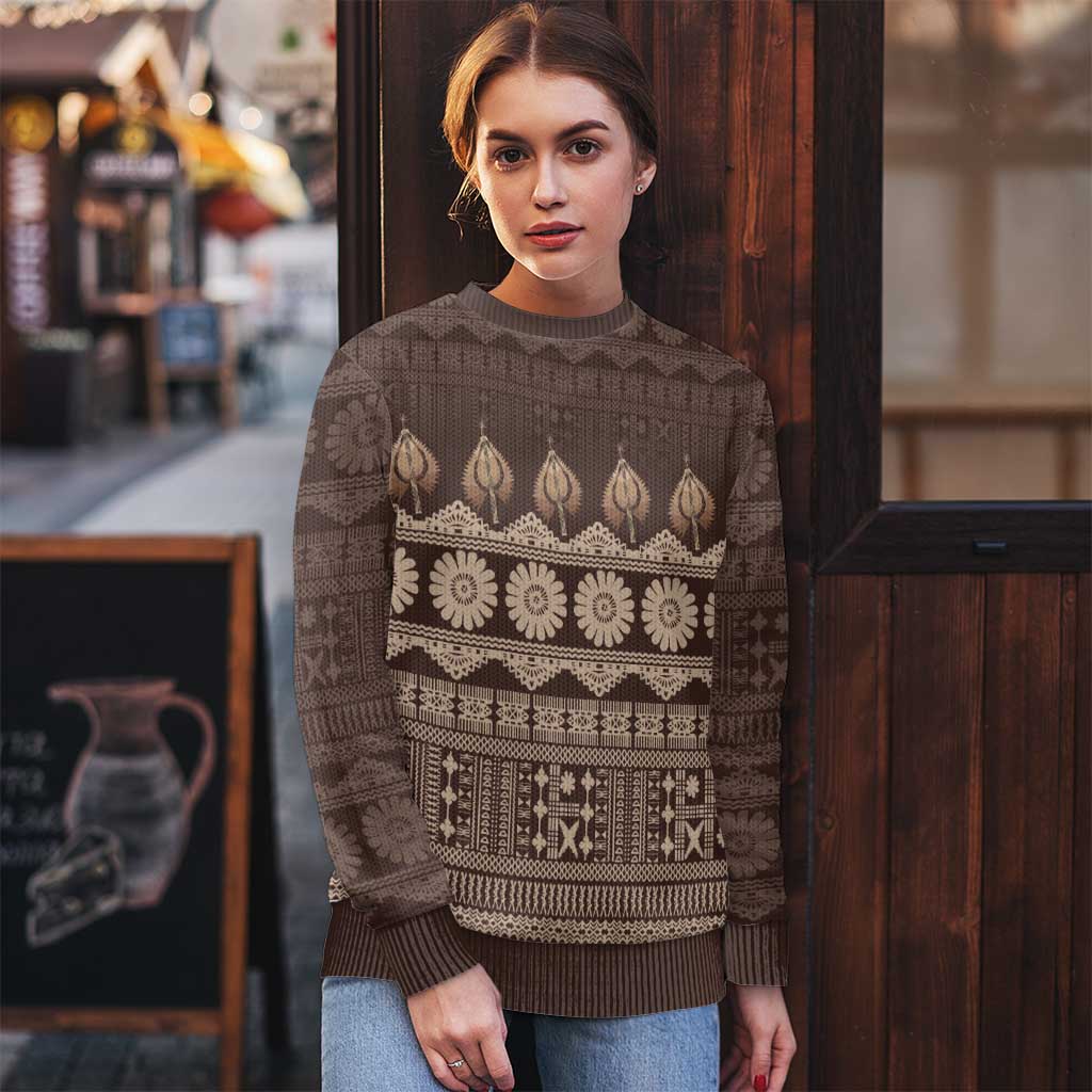 Bula Fiji Iri ni Meke Ugly Christmas Sweater Kuvui Fijian Masi - Polynesian Pride