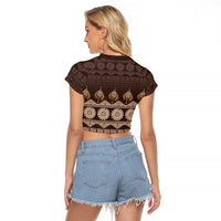 Bula Fiji Iri ni Meke Raglan Cropped T Shirt Kuvui Fijian Masi - Polynesian Pride