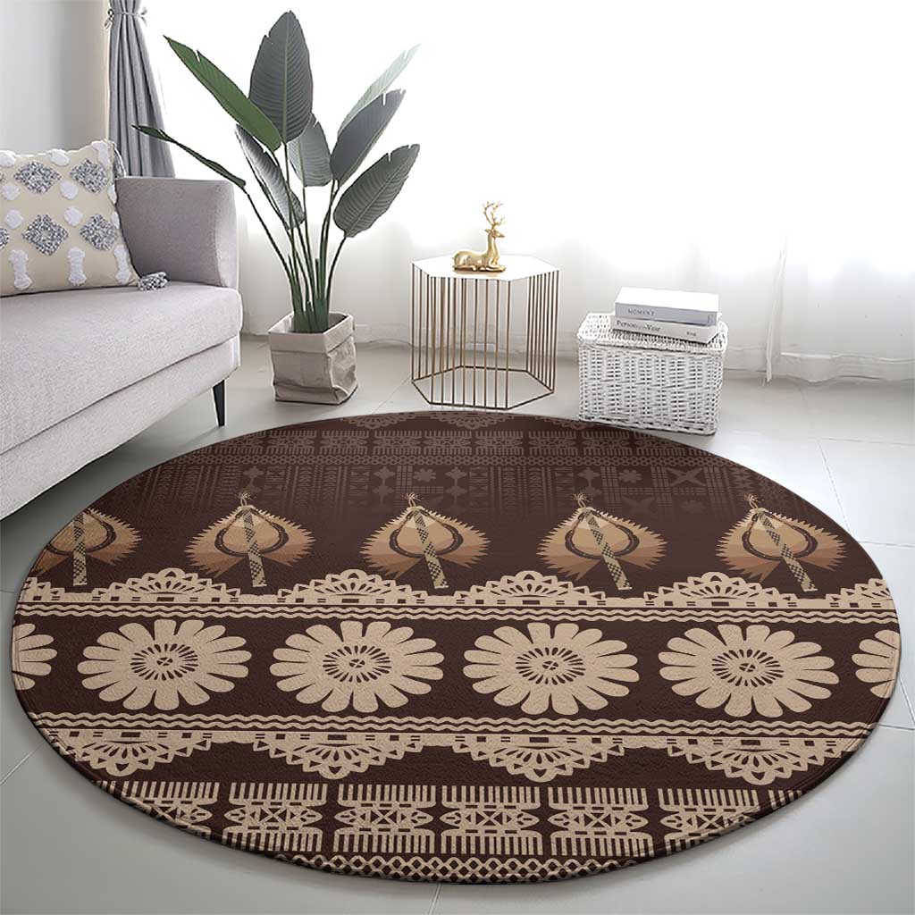 Bula Fiji Iri ni Meke Round Carpet Kuvui Fijian Masi - Polynesian Pride
