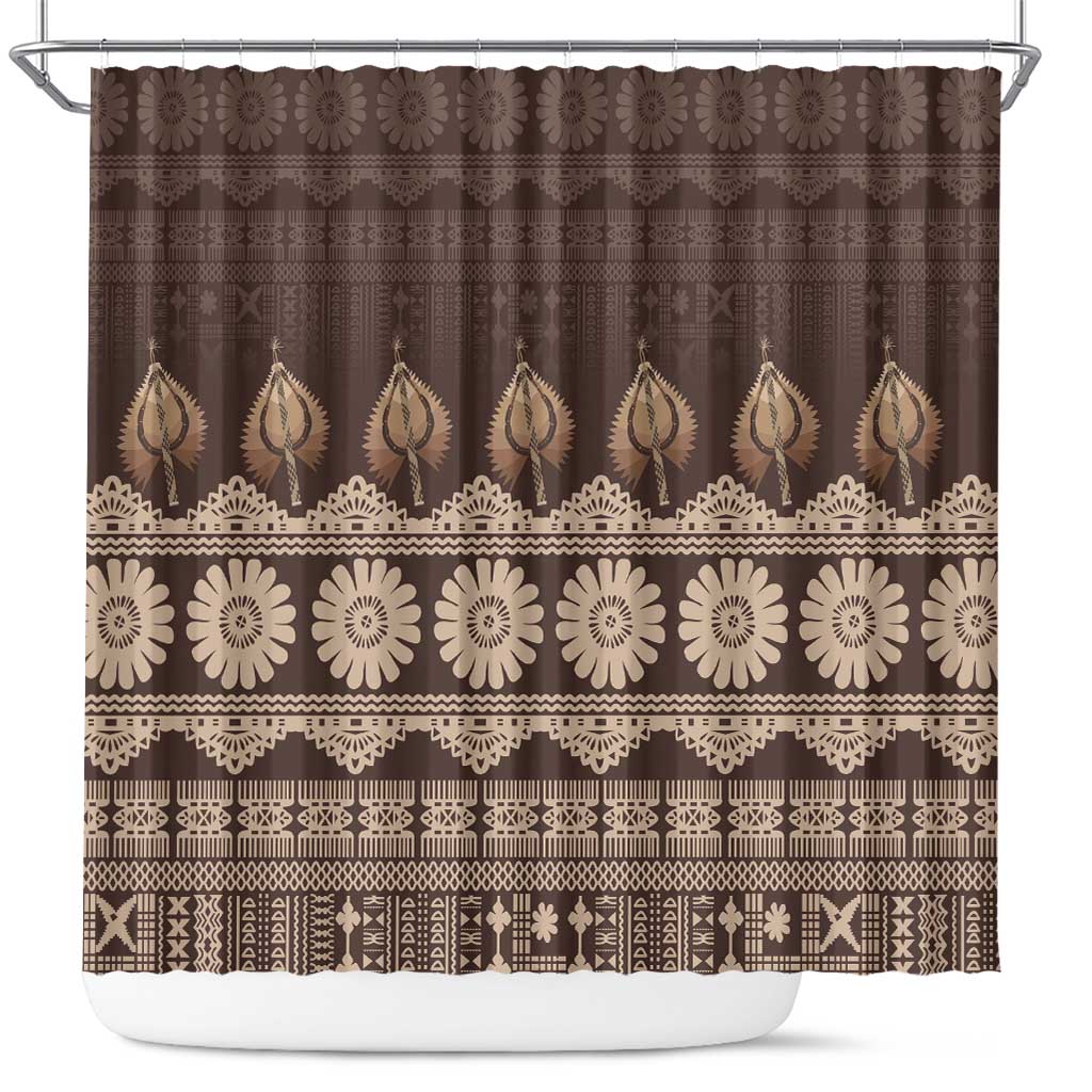 Bula Fiji Iri ni Meke Shower Curtain Kuvui Fijian Masi - Polynesian Pride