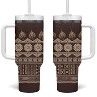 Bula Fiji Iri ni Meke Tumbler With Handle Kuvui Fijian Masi - Polynesian Pride
