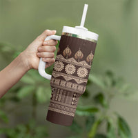 Bula Fiji Iri ni Meke Tumbler With Handle Kuvui Fijian Masi - Polynesian Pride