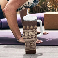 Bula Fiji Iri ni Meke Tumbler With Handle Kuvui Fijian Masi - Polynesian Pride