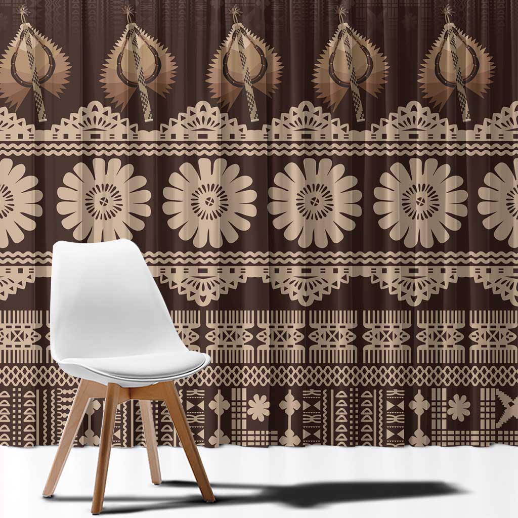 Bula Fiji Iri ni Meke Window Curtain Kuvui Fijian Masi - Polynesian Pride