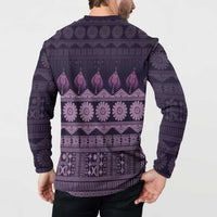 Bula Fiji Iri ni Meke Button Sweatshirt Lokaloka Fijian Masi - Polynesian Pride