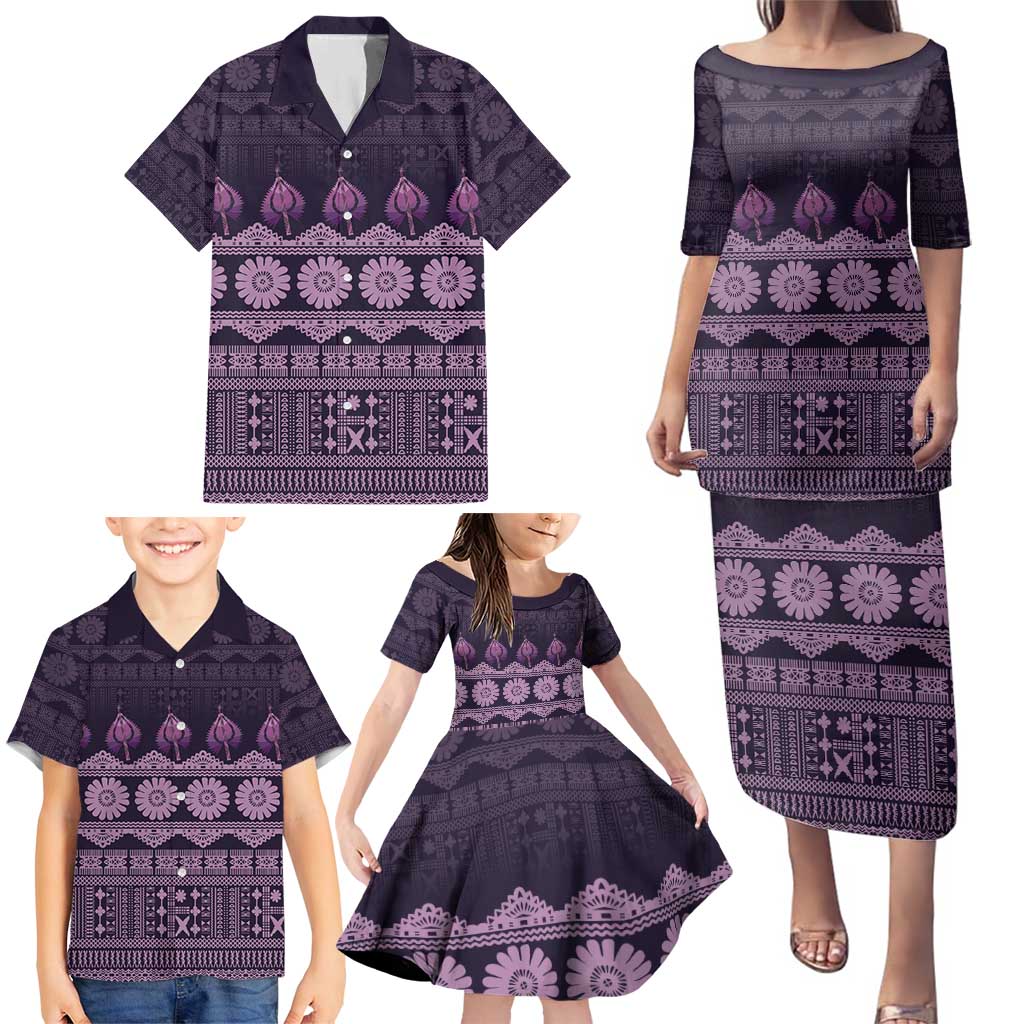 Bula Fiji Iri ni Meke Family Matching Puletasi and Hawaiian Shirt Lokaloka Fijian Masi LT14 - Polynesian Pride