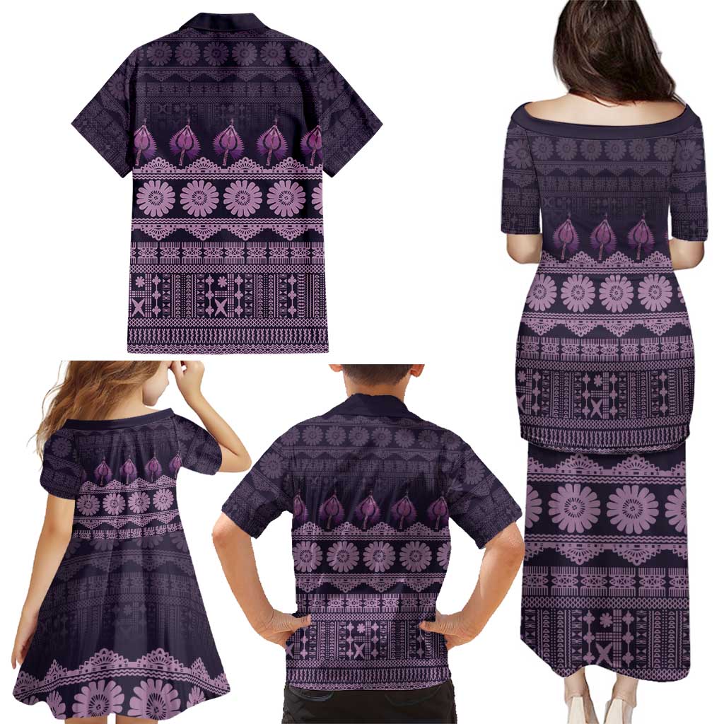 Bula Fiji Iri ni Meke Family Matching Puletasi and Hawaiian Shirt Lokaloka Fijian Masi LT14 - Polynesian Pride