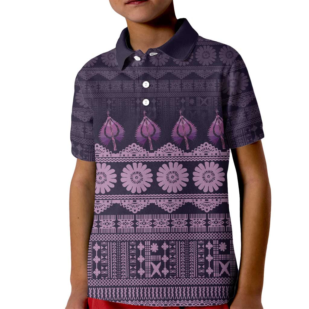 Bula Fiji Iri ni Meke Kid Polo Shirt Lokaloka Fijian Masi - Polynesian Pride