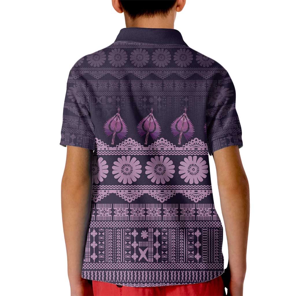 Bula Fiji Iri ni Meke Kid Polo Shirt Lokaloka Fijian Masi - Polynesian Pride